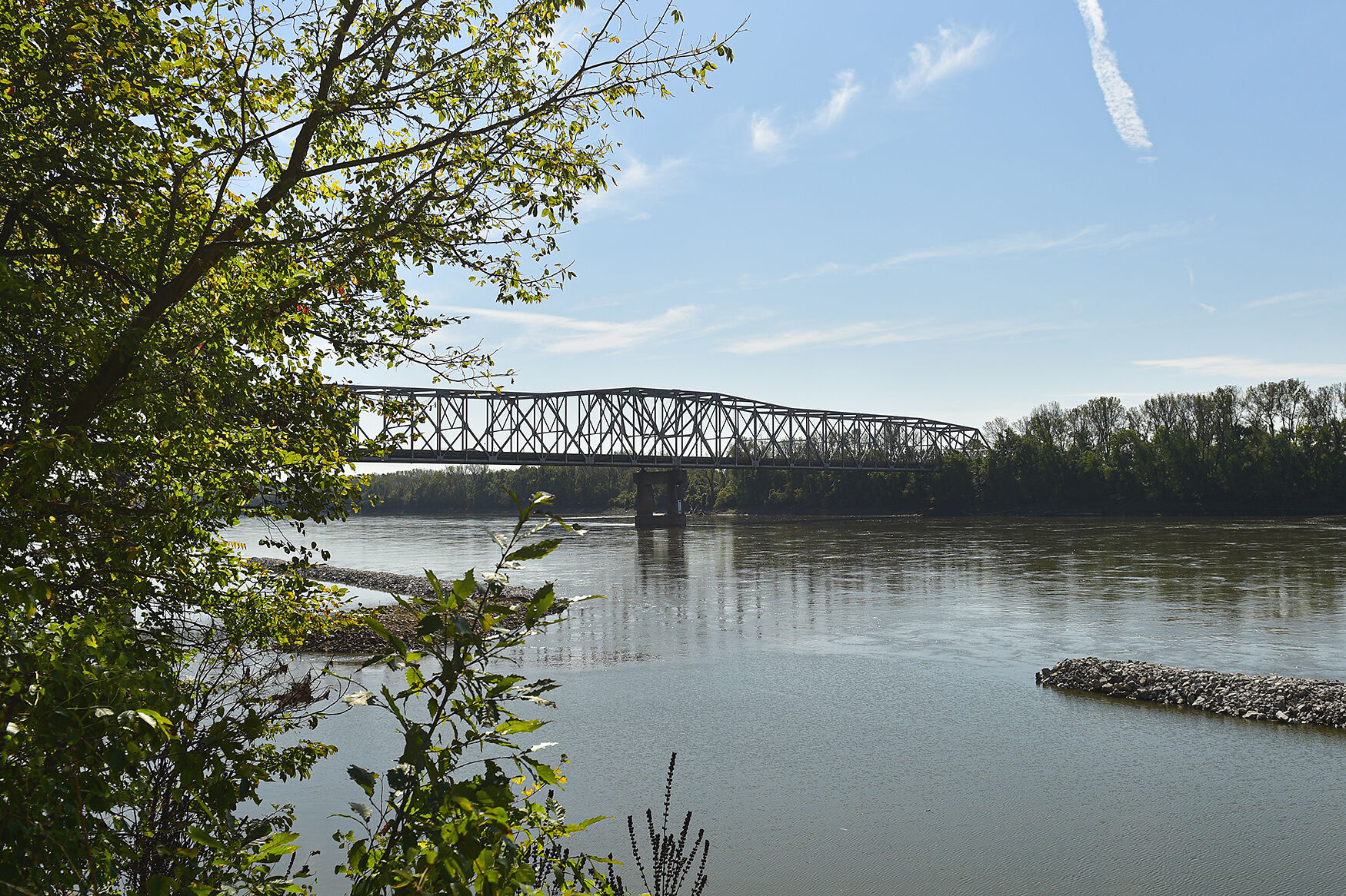 The I-70 bridge stands connecting Boone and Cooper counties over the Missouri River on Tuesday